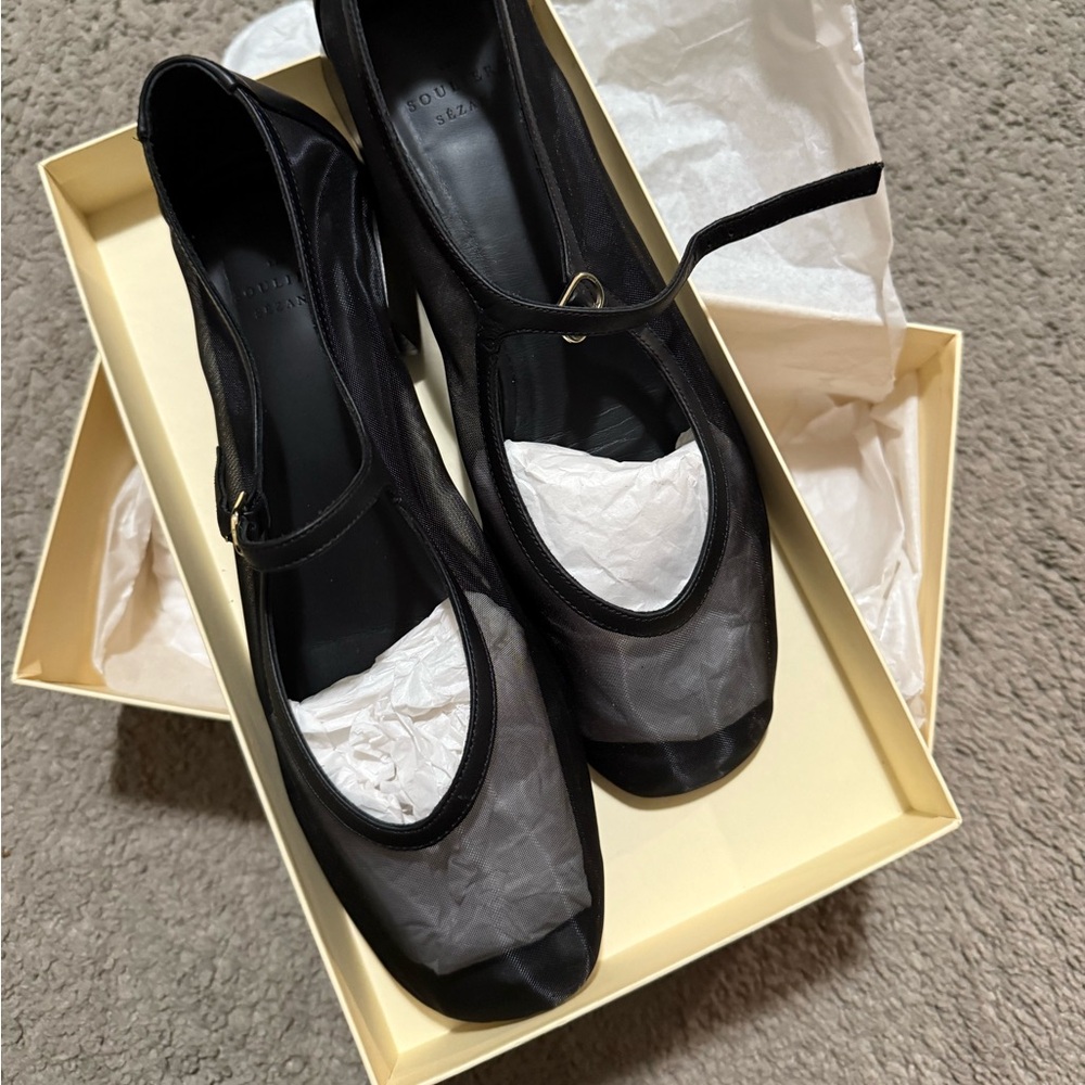 Sezane Aubane Black Mesh Babies Size 9
